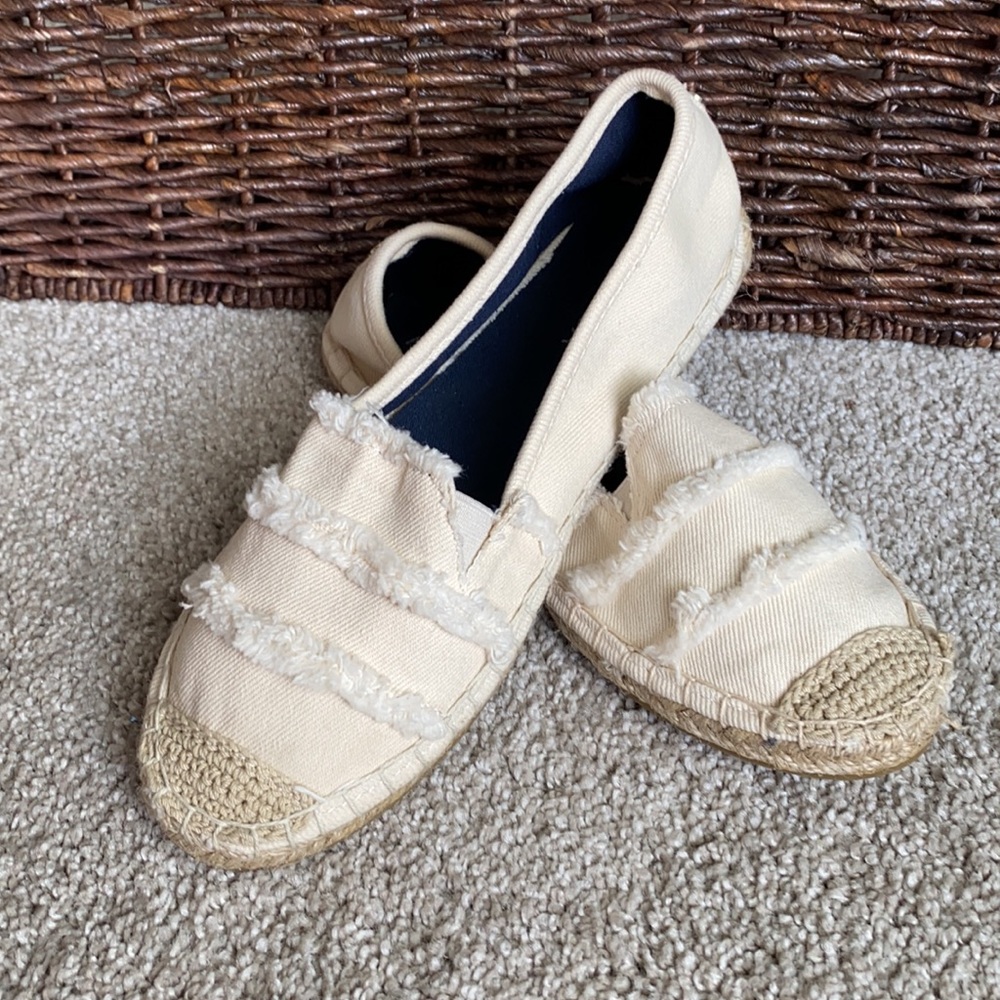 Nautica Cream Canvas Fringe Espadrille Flats
